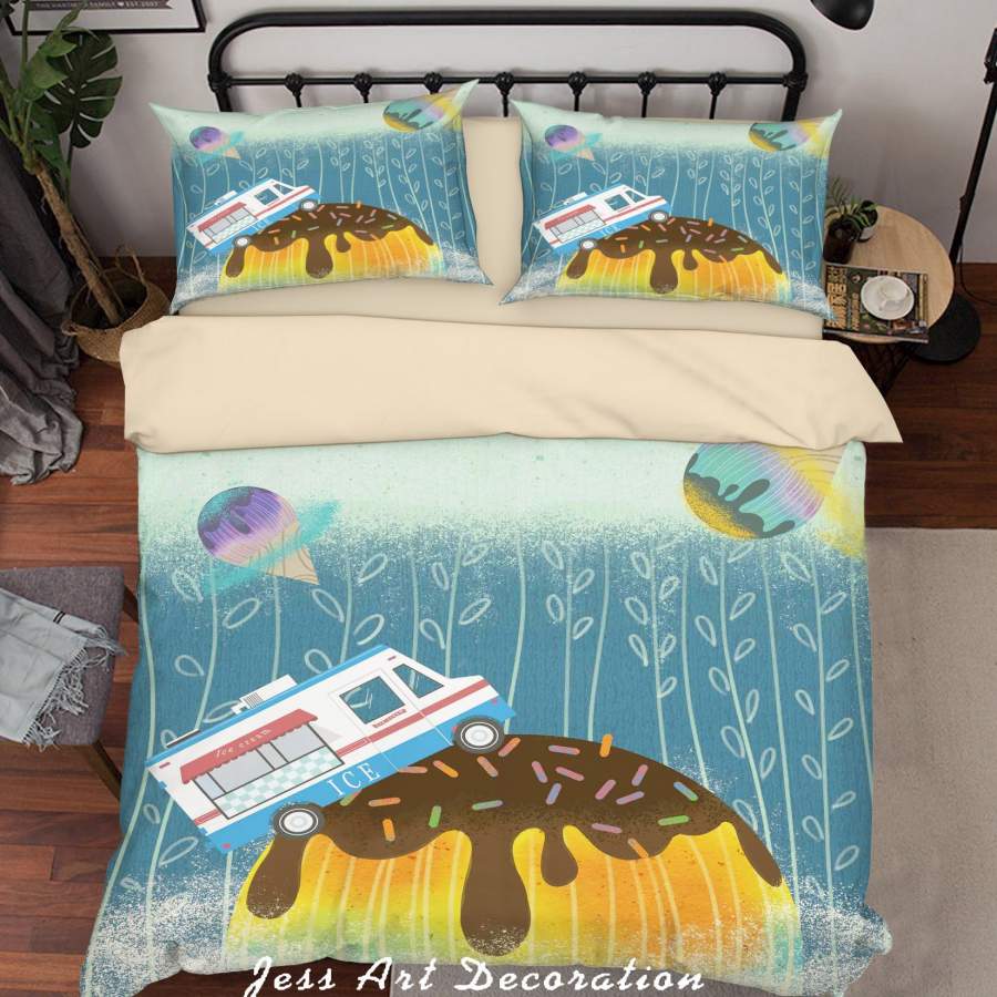 3D Chocolate Cake Tree Car Painting Quilt Cover Set Bedding Set Duvet Cover Pillowcases A535 LQH