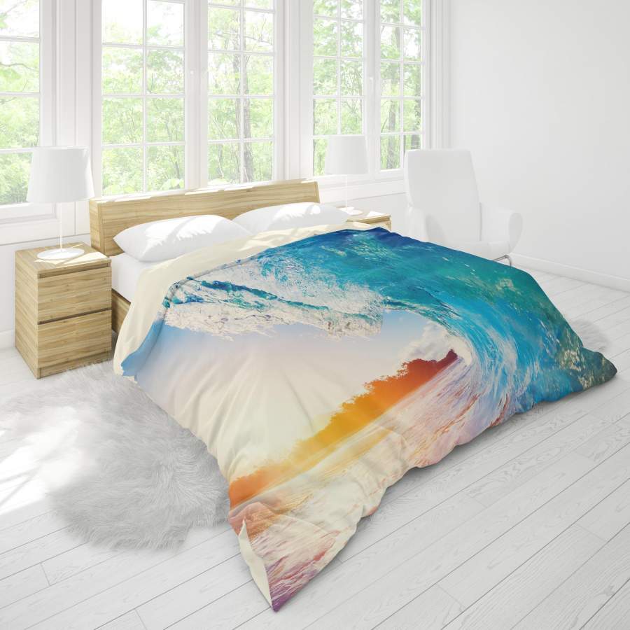 3D Blue Sea Wave Quilt Cover Set Bedding Set Pillowcases 16