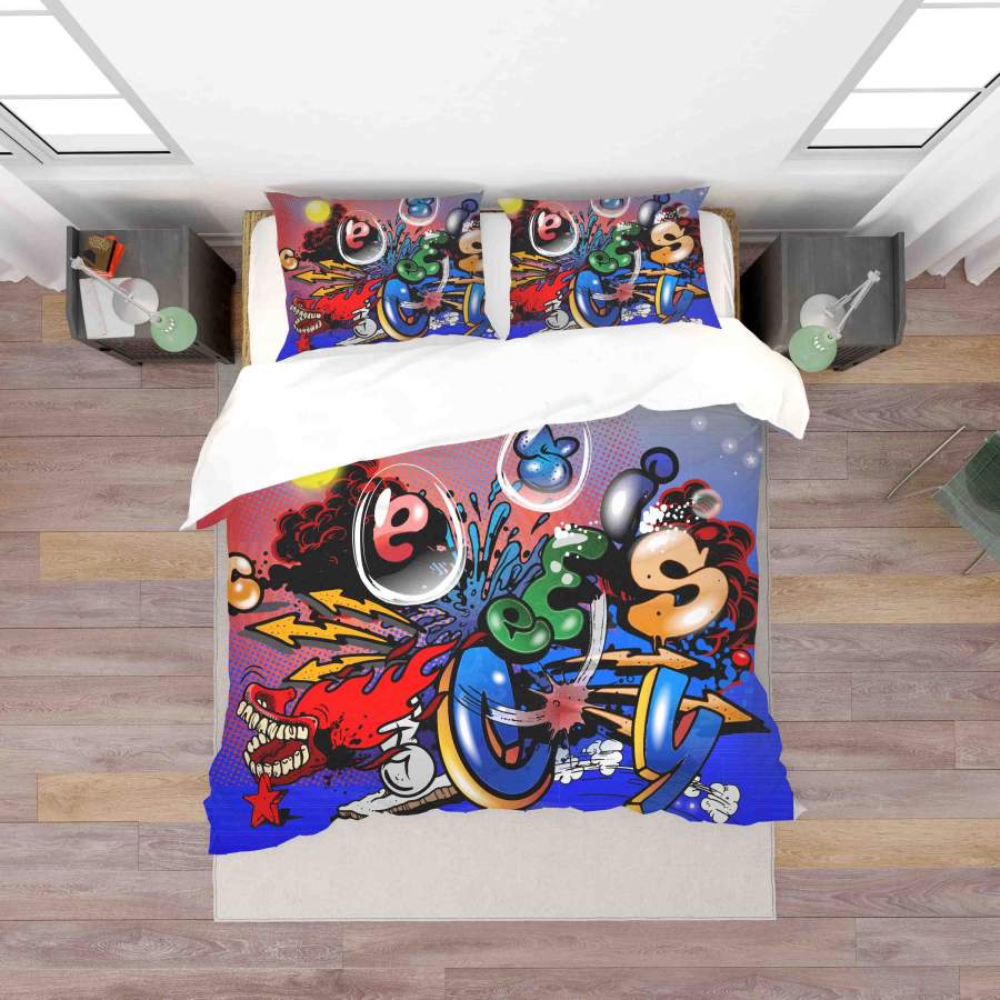 3D Blue Graffiti Quilt Cover Set Bedding Set Duvet Cover Pillowcases SF092