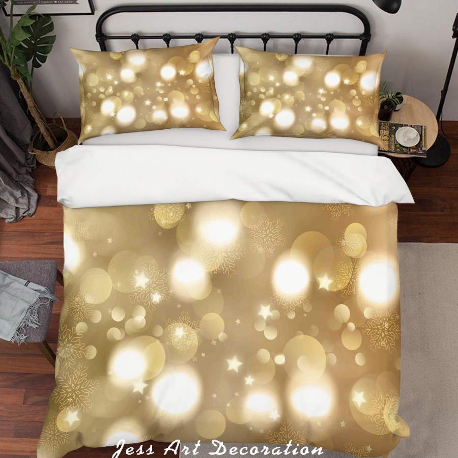 3D Golden Starlight Star Quilt Cover Set Bedding Set Duvet Cover Pillowcases SF84