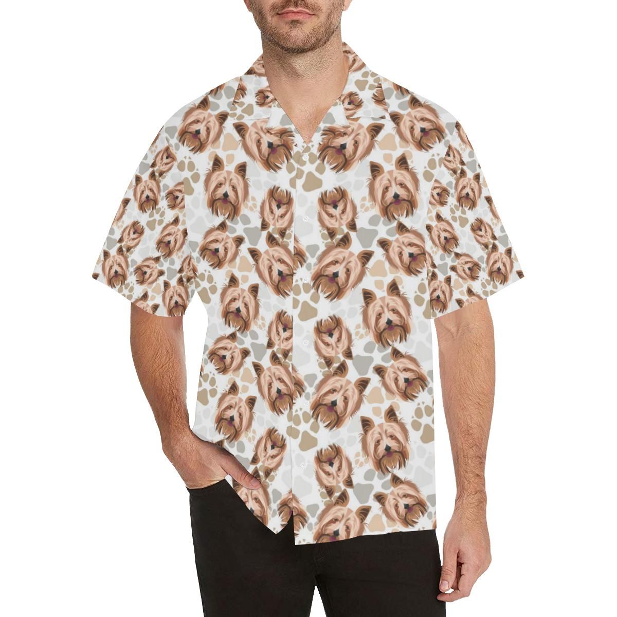 Yorkshire Terrier Pattern Print Design 04 Men’s All Over Print Hawaiian Shirt (model T58)