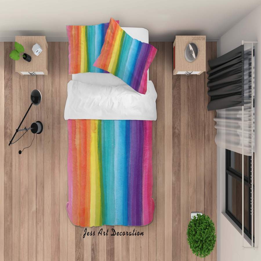 3D Watercolor Gradient Rainbow Quilt Cover Set Bedding Set Duvet Cover Pillowcases SF12