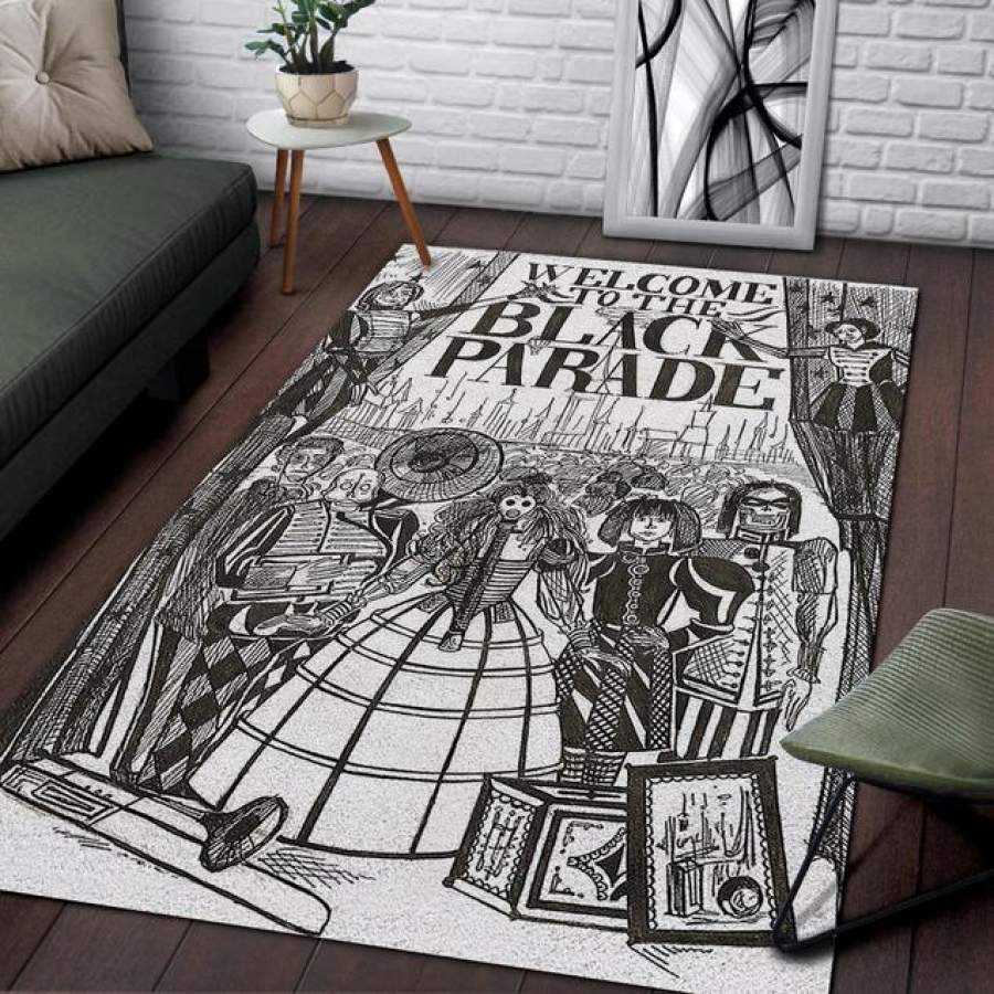 welcome to the black parade area rug – HOME DECOR – BEDROOM LIVING ROOM DECOR