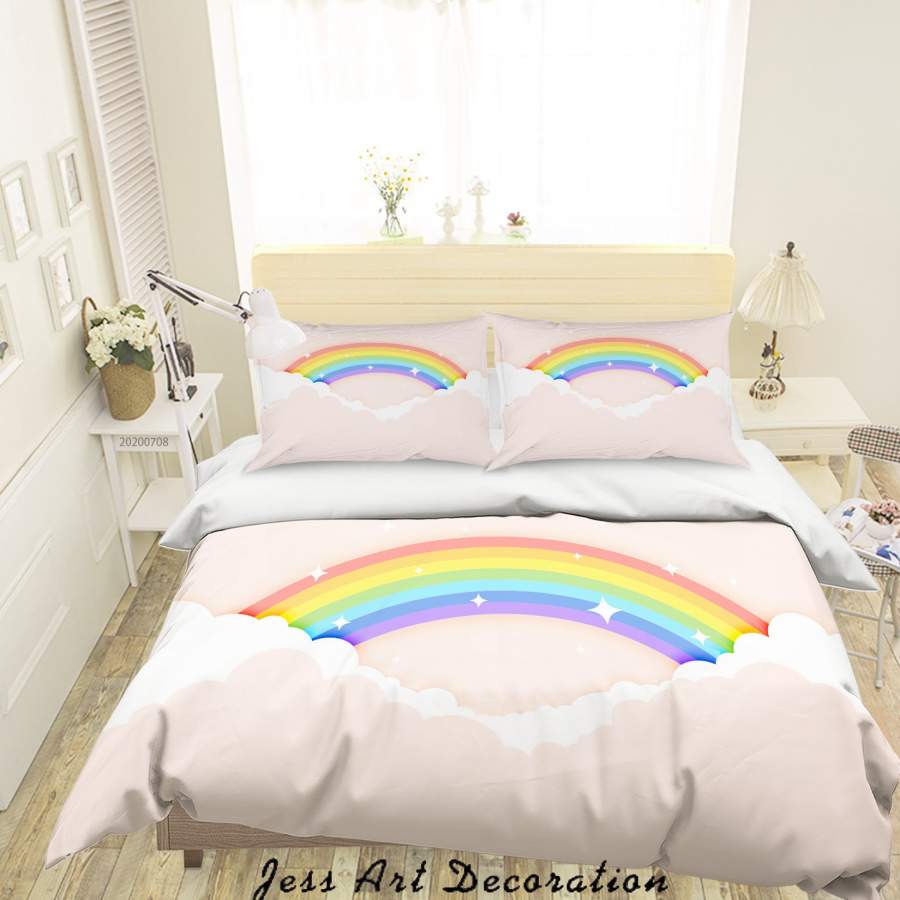 3D Pink Rainbow Quilt Cover Set Bedding Set Duvet Cover Pillowcases SF01