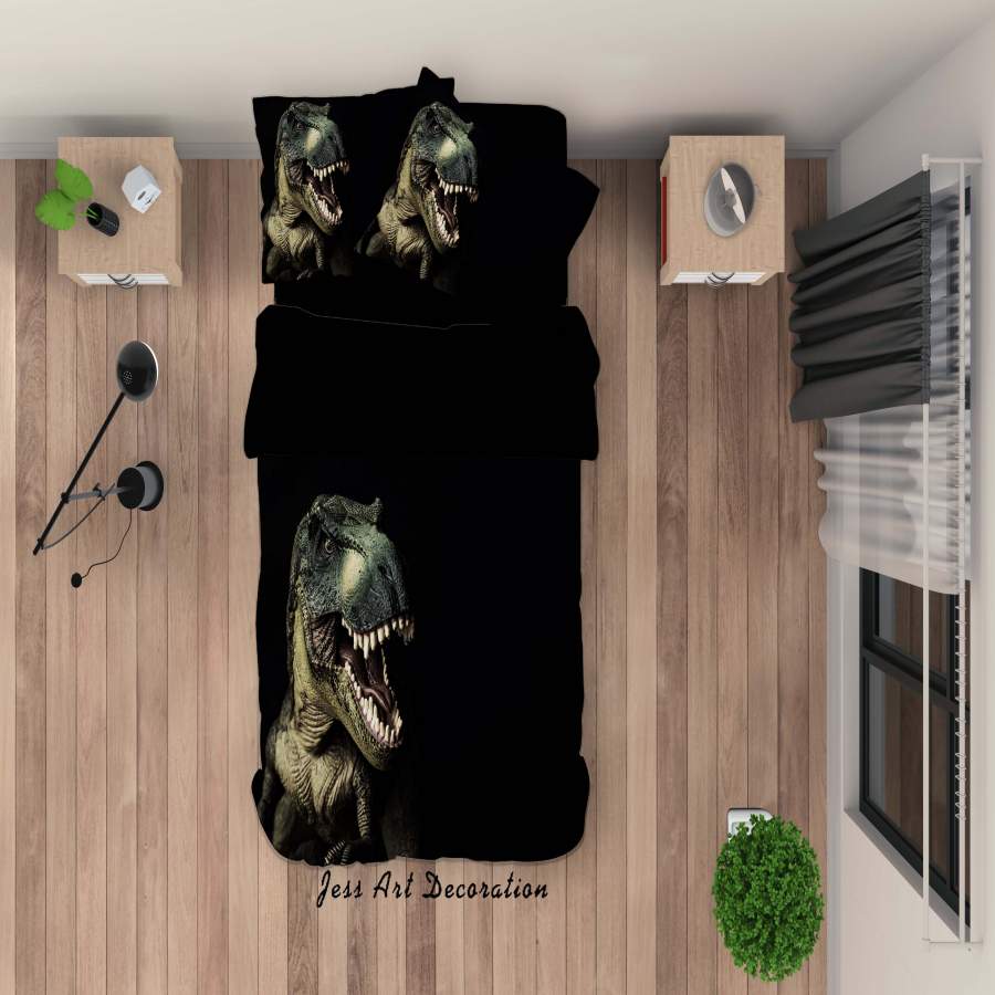 3D Black Dinosaur Quilt Cover Set Bedding Set Duvet Cover Pillowcases SF47