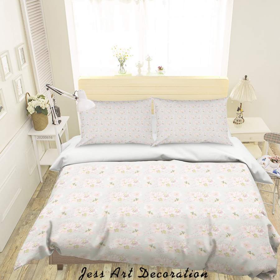 3D Pink Floral Quilt Cover Set Bedding Set Duvet Cover Pillowcases SF02