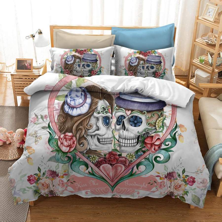 3D Skull Rose Quilt Cover Set Bedding Set Pillowcases 25