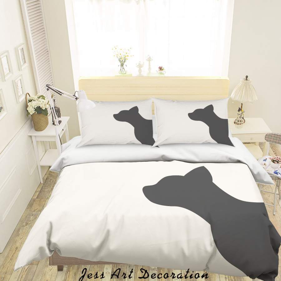 3D White Black Cat Kitty Quilt Cover Set Bedding Set Duvet Cover Pillowcases SF16