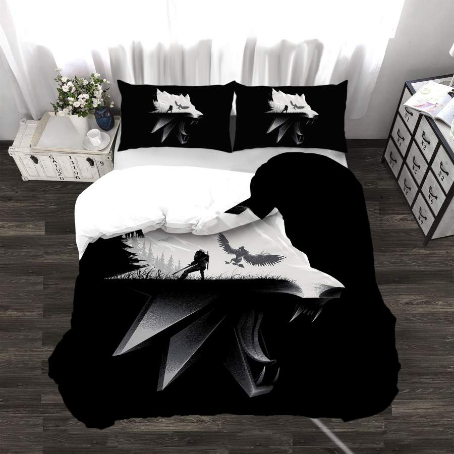 3D Black White Eagle Wolf Quilt Cover Set Bedding Set Duvet Cover Pillowcases SF22