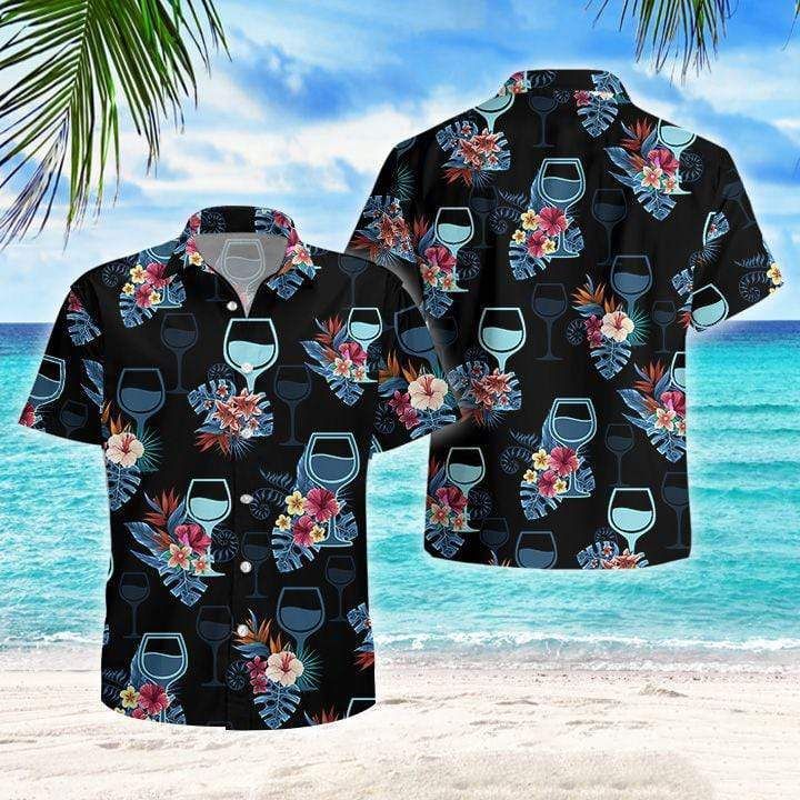 Wine Black Tropical Aloha Hawaiian Shirts