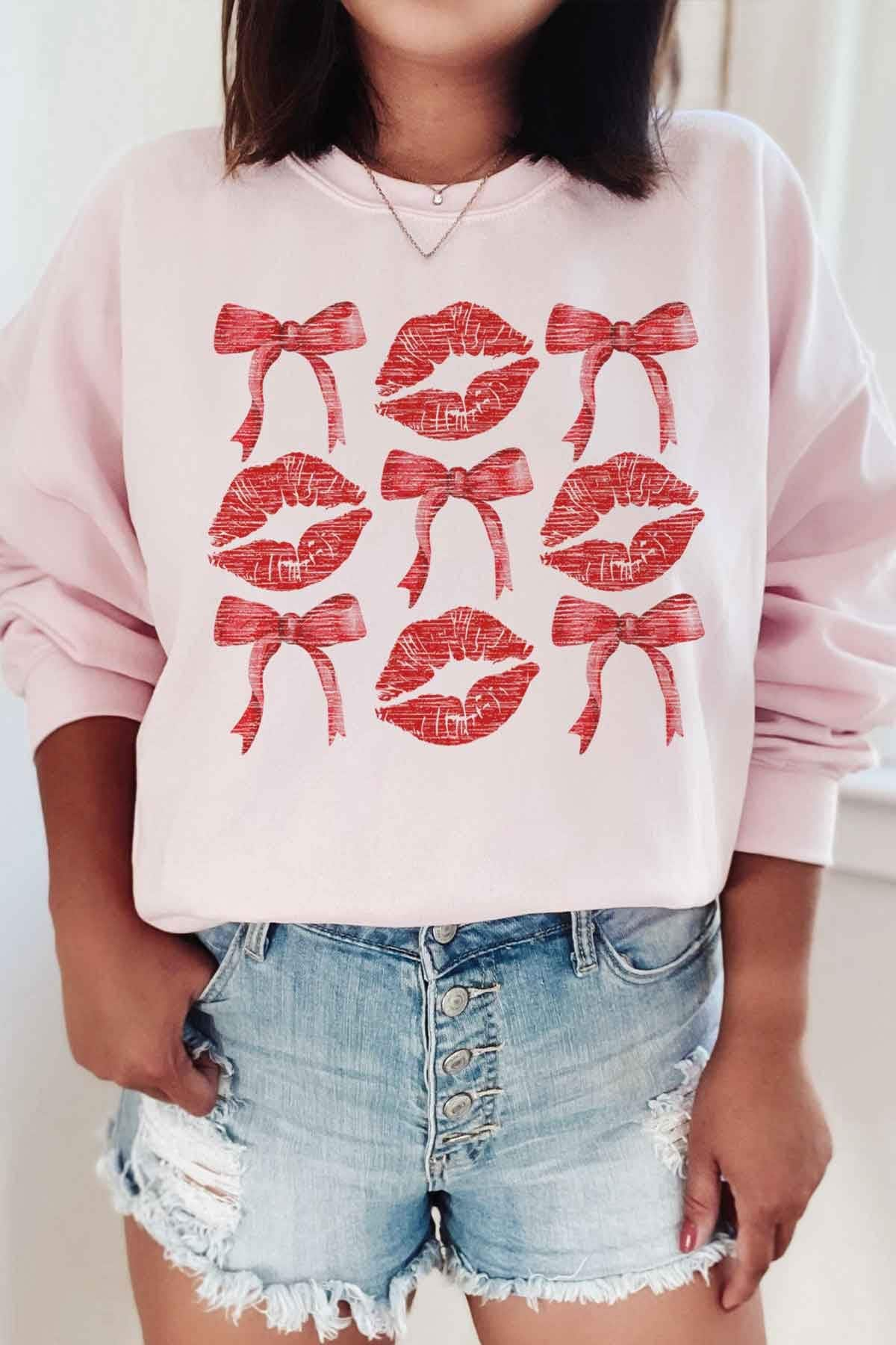 Womens Valentine Sweatshirt Coquette Sweatshirt Valentine’s Day Gifts for her Red Ribbon Sweatshirt Valentines Sweater Soft Girl Era