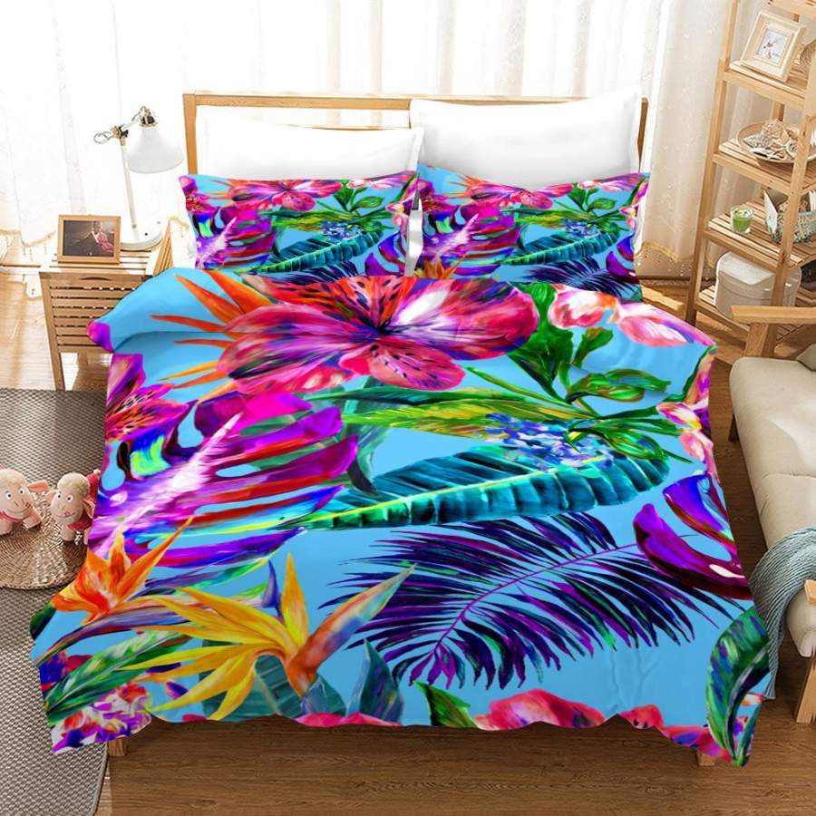 3D Bright-colored Tropical Flowers Quilt Cover Set Bedding Set Pillowcases  32