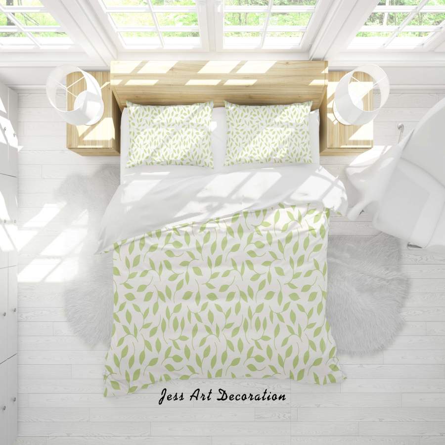 3D Green Leaves Quilt Cover Set Bedding Set Duvet Cover Pillowcases SF30