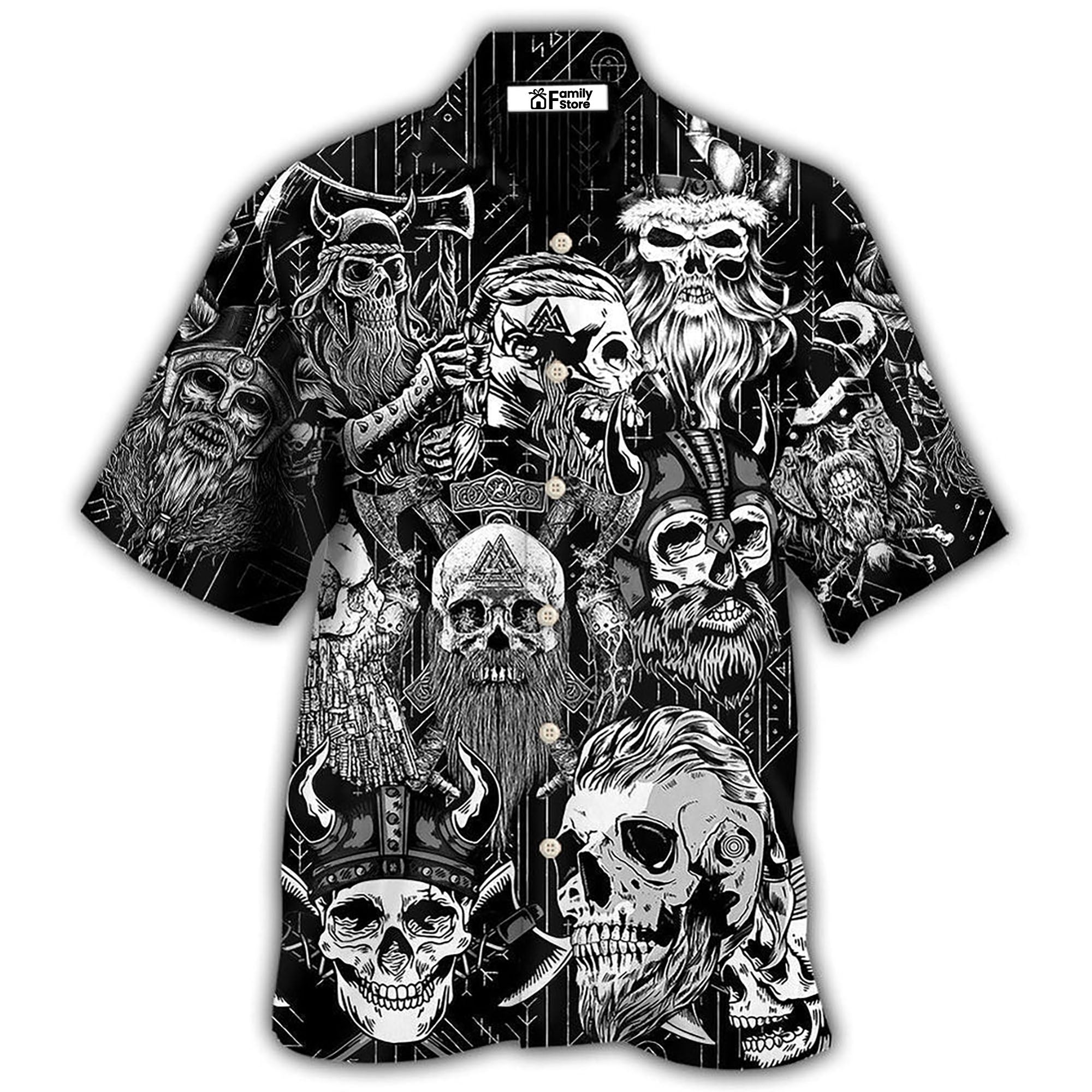 Viking Beard Warrior Skull With Crossed Axes Hawaiian Shirt