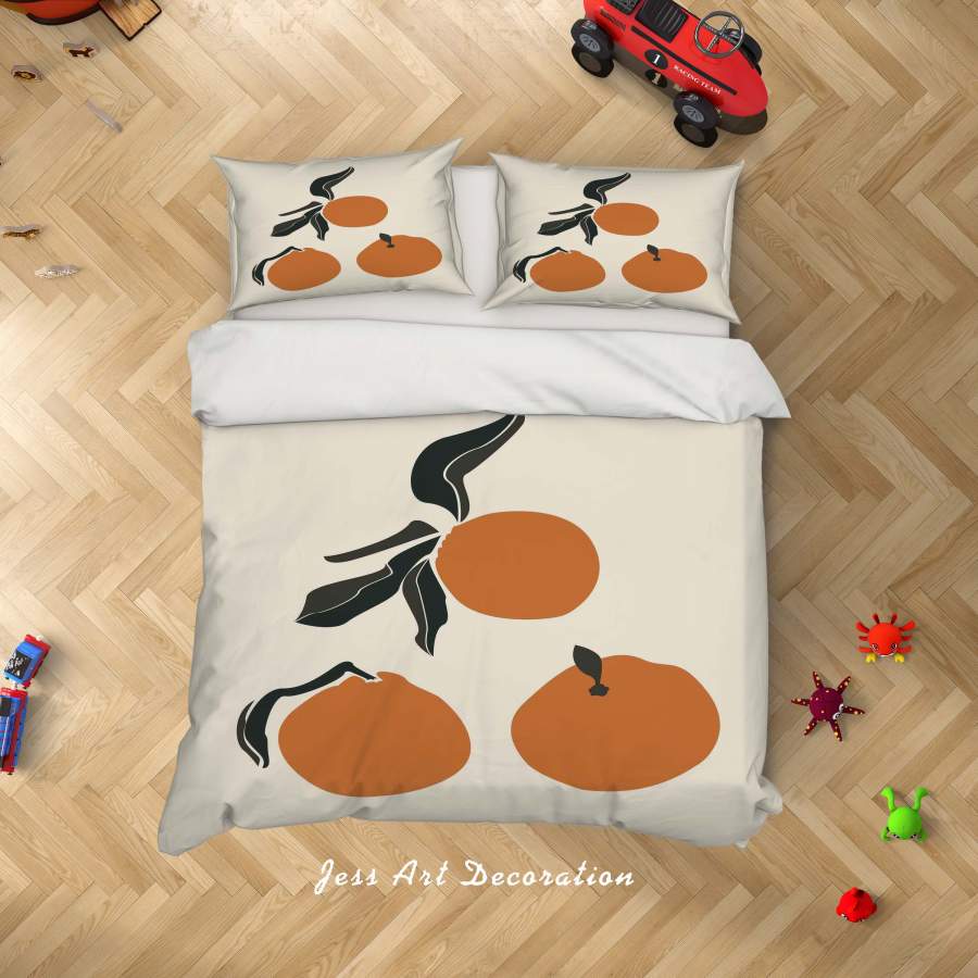 3D White Orange Quilt Cover Set Bedding Set Duvet Cover Pillowcases SF04