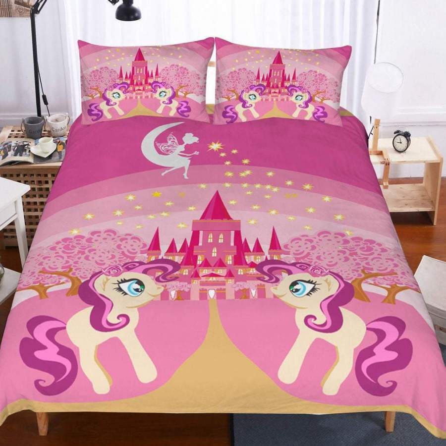 3D Cartoon  Pink unicorn  Quilt Cover Set Bedding Set Pillowcases