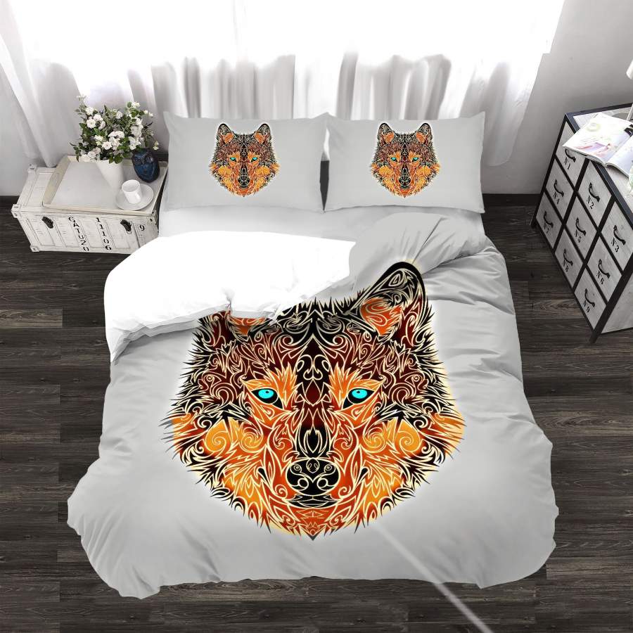 3D White Wolf Head Quilt Cover Set Bedding Set Duvet Cover Pillowcases SF04