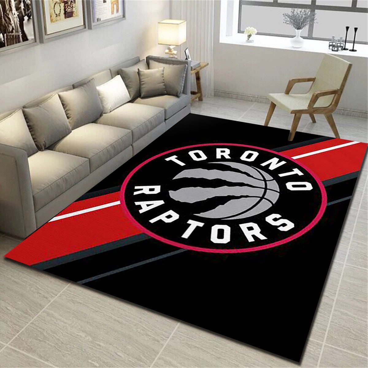 Toronto Raptors Area Rug, Basketball Team Living Room Bedroom Carpet, Sports Floor Decor