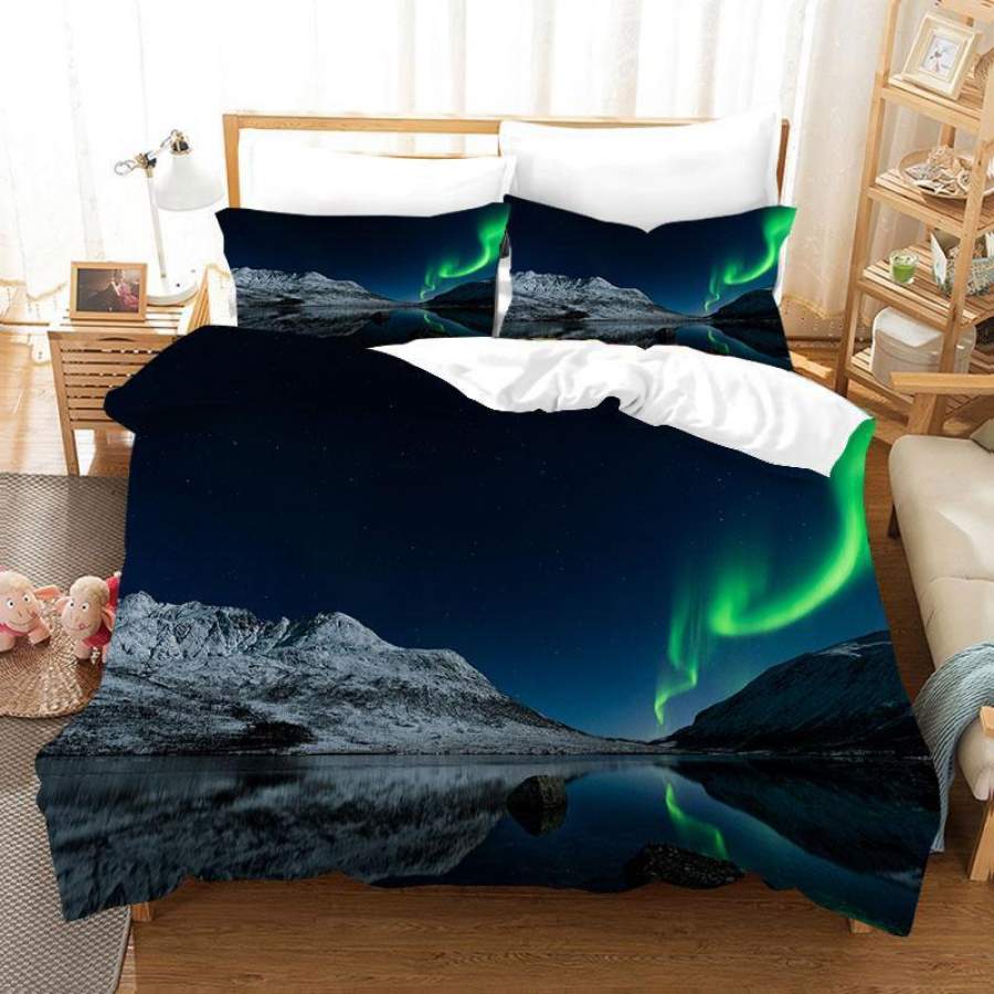 3D Colourful Grand  Aurora   Quilt Cover Set Bedding Set Duvet Cover Pillowcases  D24 ZY