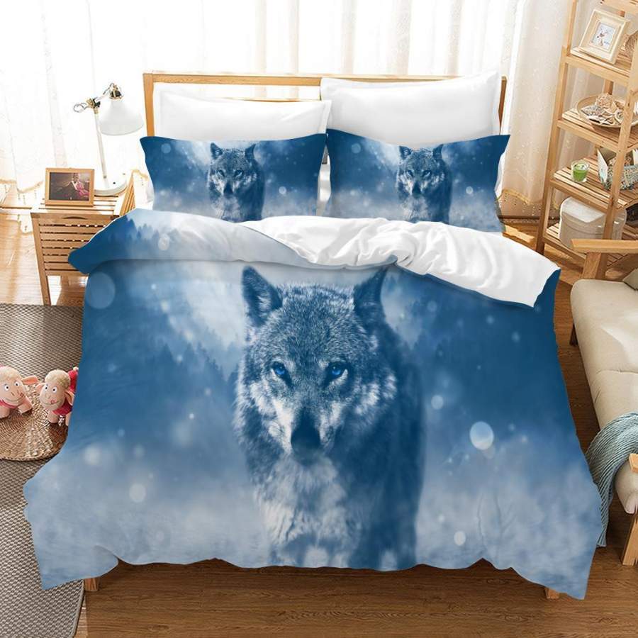 3D Blue Wolf Quilt Cover Set Bedding Set Pillowcases 35